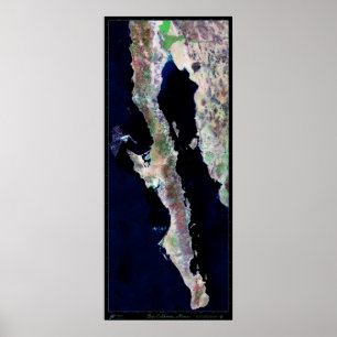 Giant 29"x68.5 Baja California satellite poster