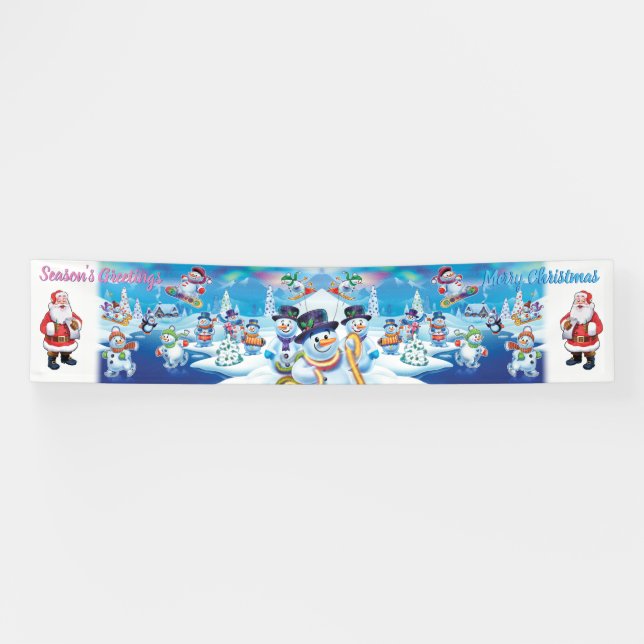 Giant 2.5' x 12' Christmas vinyl Banner Snow scene (Horizontal)