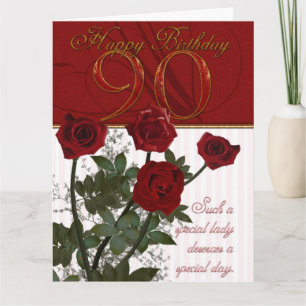 Giant 90th Birthday Card With Roses