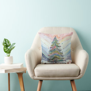 Giant Abstract Modern Christmas Tree Tiny Town Throw Pillow