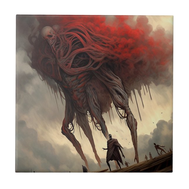 Giant Alien Walking Science Fiction Horror Art Tile (Front)