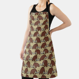Giant Animals: Cartoon of Extinct Mammoths Apron