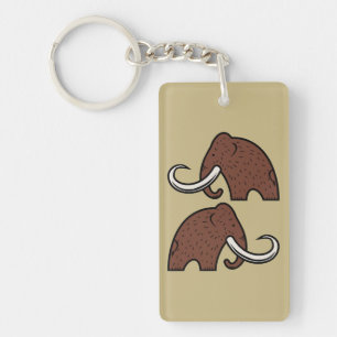 Giant Animals: Cartoon of Extinct Mammoths Keychain