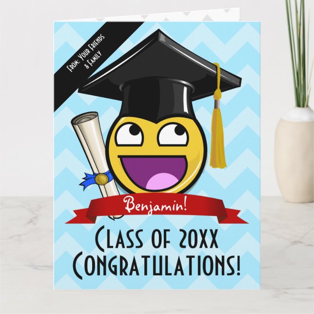 Giant Awesome Face Graduation Custom Big Card (Front)