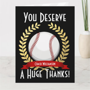 Giant Baseball Coach Thank You Black Card