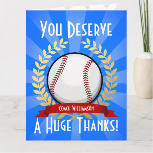 Giant Baseball Coach Thank You Card