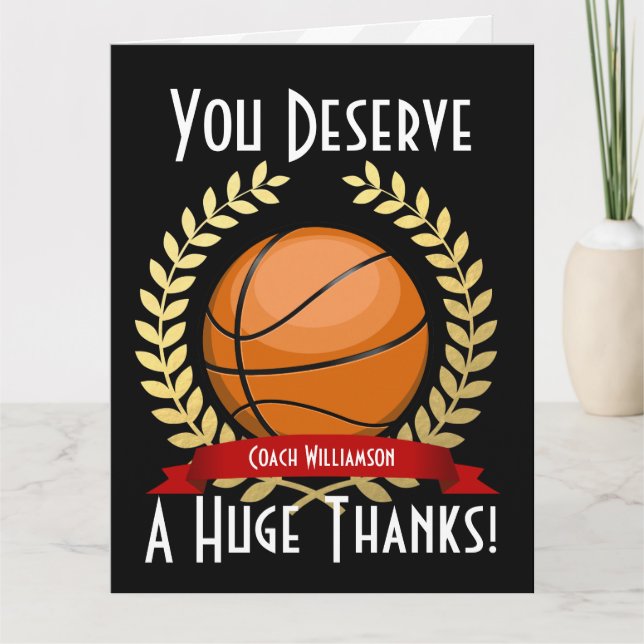 Giant Basketball Coach Thank You Black Card (Front)