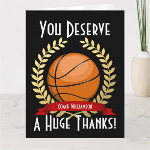 Giant Basketball Coach Thank You Black Card
