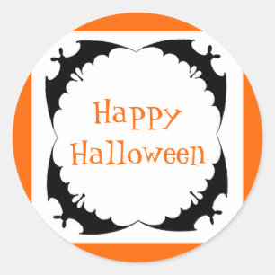 Giant Bats Happy Halloween Classic Round Sticker