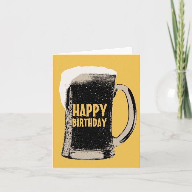Giant Beer Glass Happy Birthday Cards (Front)