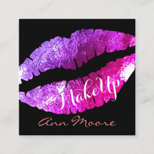 Giant big kiss lips classy shine cover square business card