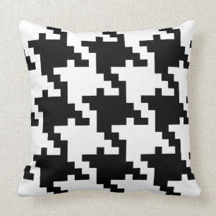 Giant black and white houndstooth throw pillow