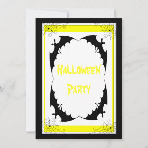 Giant Black Bats & Cobwebs Halloween Party Invitation