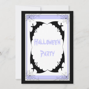 Giant Black Bats & Cobwebs Halloween Party Invitation