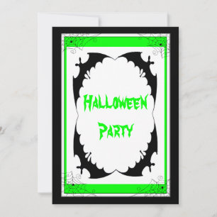 Giant Black Bats & Cobwebs Halloween Party Invitation