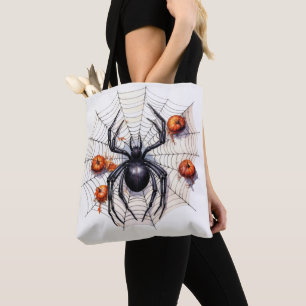 Giant Black Widow Spider Web Tote Bag