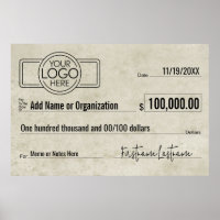 Giant Blank Check for Sweepstakes, Awards, Charity