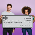 Giant Blank Check for Sweepstakes & Awards Poster<br><div class="desc">(CHECK ACCOUNT NUMBERS ARE FALSE)  1) Upload your logo (USE A .PNG FILE). 2) Fill in all of the text information. 3) Choose a poster size and stock.</div>