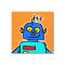 Giant Blue Cartoon Robot Canvas Print