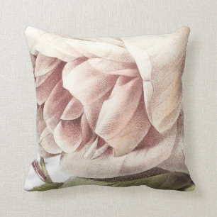 Giant Blush Rose Decorative Floral Throw Pillow