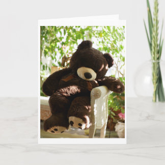 Giant Brown Teddy Bear at Leisure in Paradise Card