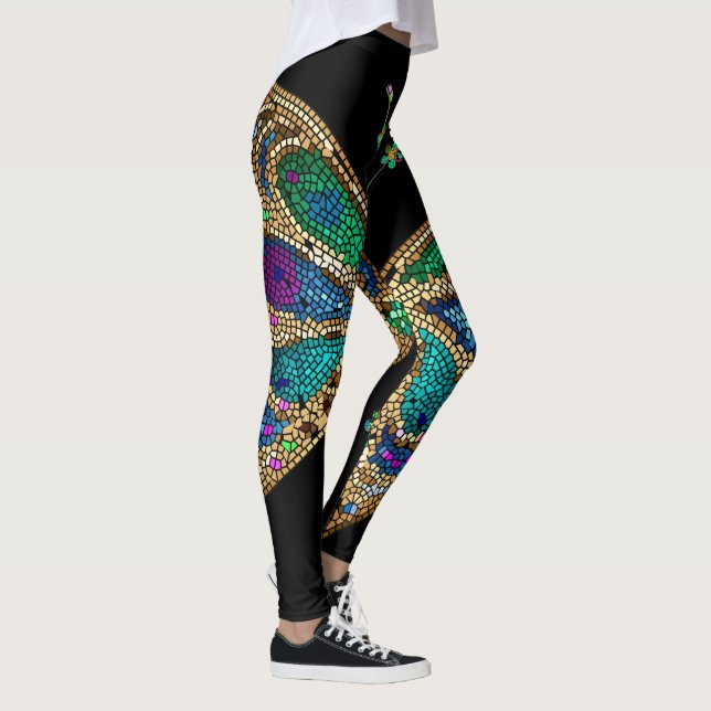 Giant Butterfly Jewel Coloured Mosaic Leggings (Right)