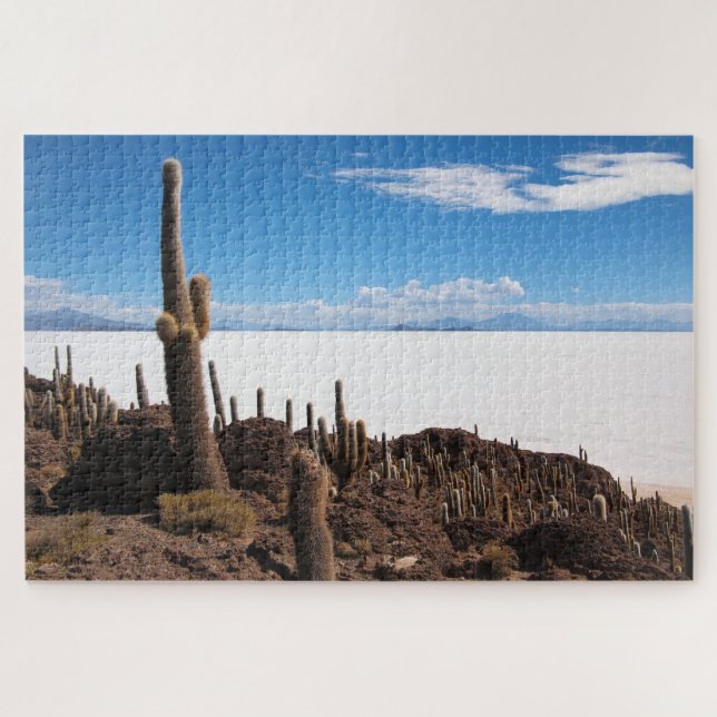 Giant cactus at the Salar de Uyuni in Bolivia Jigsaw Puzzle (Horizontal)