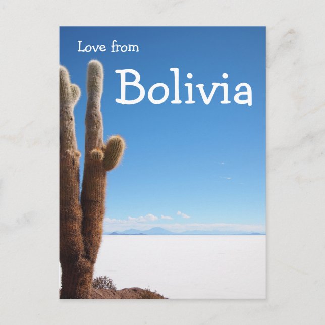 Giant cactus on the Salar de Uyuni text card (Front)