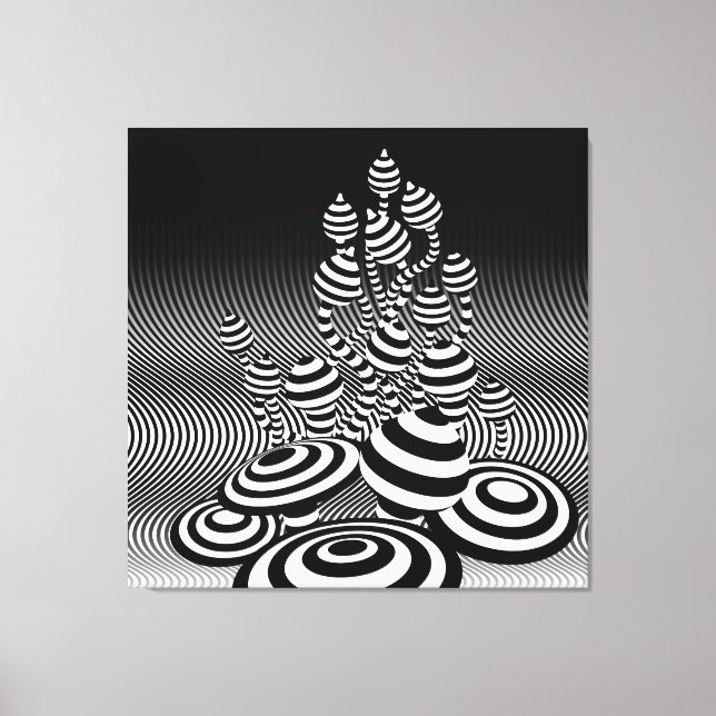 Giant Canvas Black & White Magic Mushrooms 1m sq. (Front)