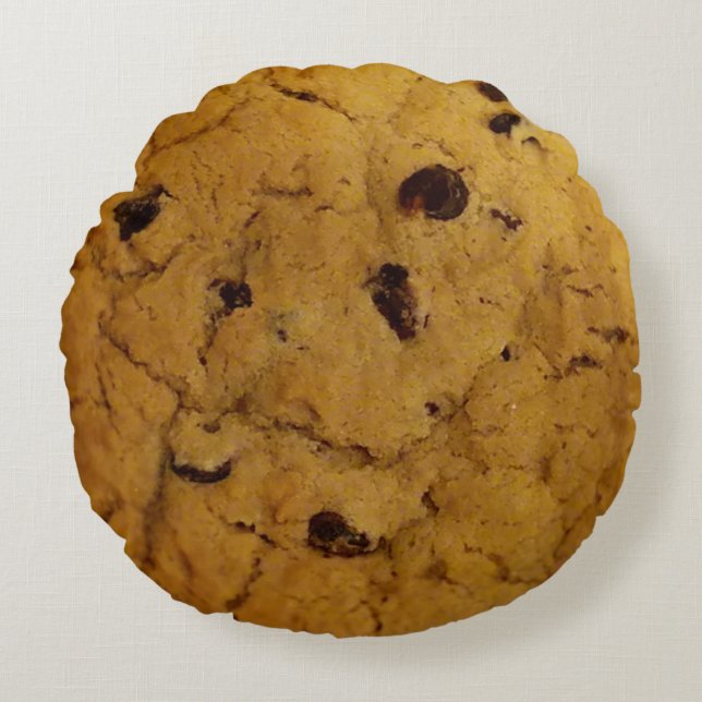 Giant Chocolate Chip Cookie Round Pillow (Front)