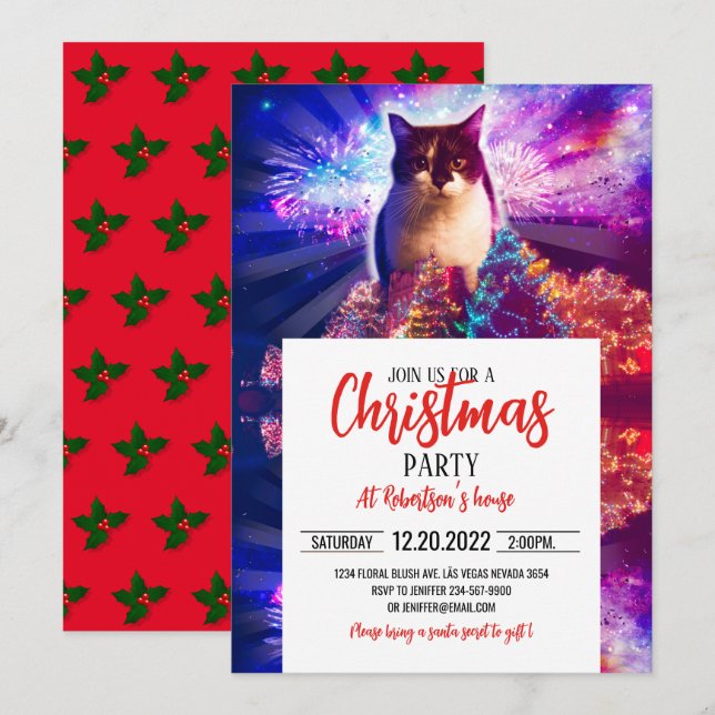 Giant Christmas Cat          Invitation (Front/Back)