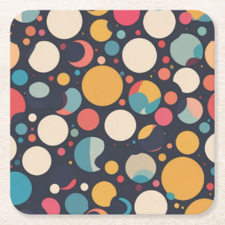 Giant colourful dots square paper coaster