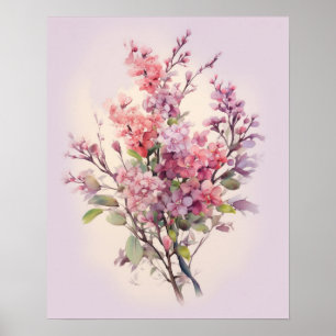 Giant Crape-myrtle bouquet Watercolor Poster