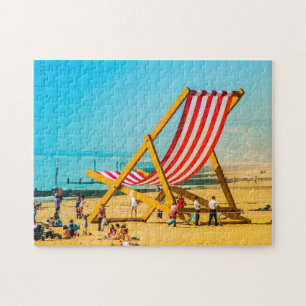 Giant Deck Chair on  Bournemouth Beach. Jigsaw Puzzle