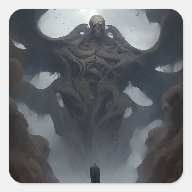 Giant Demon Creature Dark Fantasy Horror Square Sticker (Front)