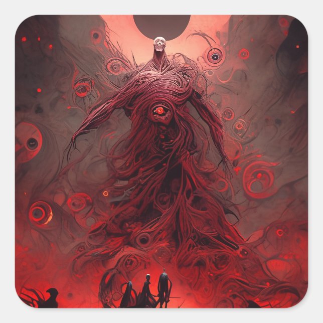 Giant Demon Creature Dark Fantasy Horror Square Sticker (Front)