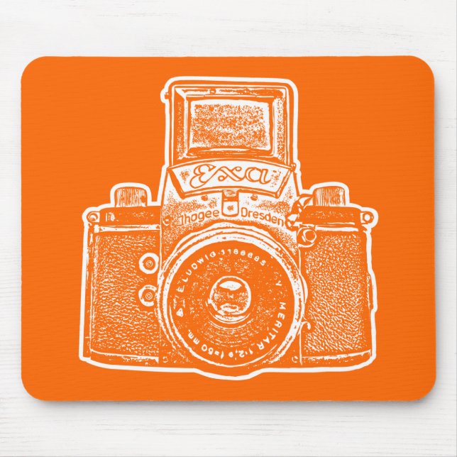 Giant East German Camera - Orange and White Mouse Pad (Front)