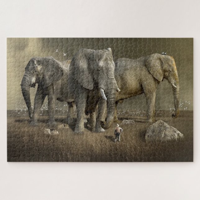 Giant elephants photo jigsaw puzzle (Horizontal)