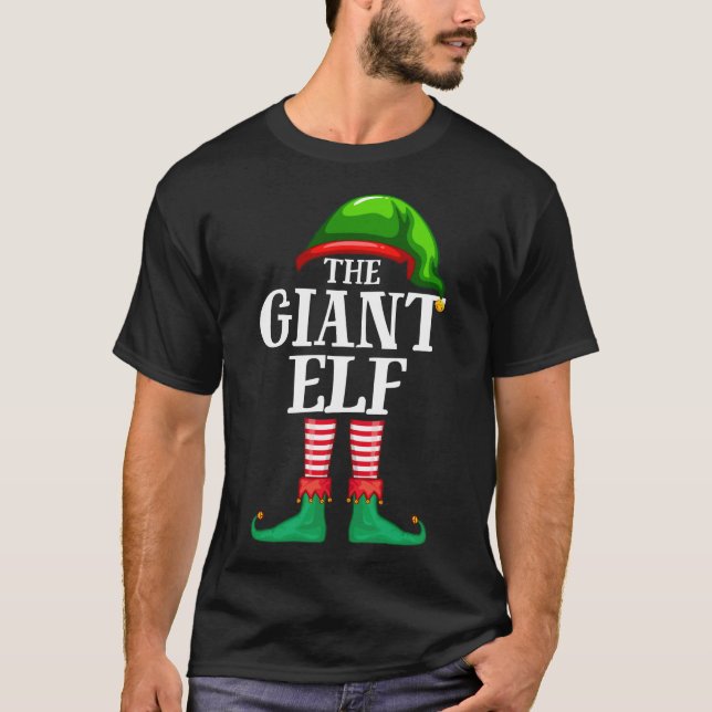 Giant Elf Matching Family Christmas Pajama T-Shirt (Front)
