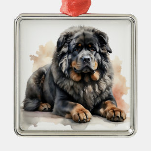 GIANT FLUFFY TIBETAN MASTIFF DOG METAL ORNAMENT