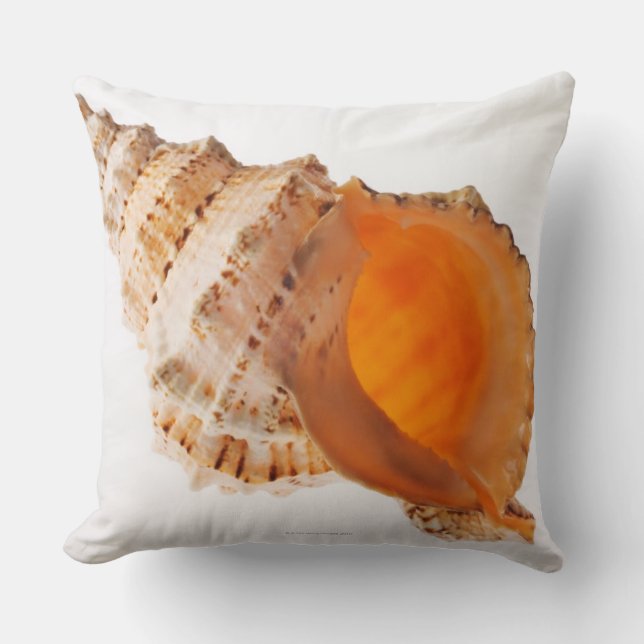 Giant Frog shell (Tutufa bubo) against white Throw Pillow (Front)