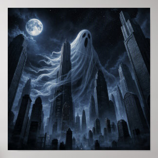 Giant Ghost Above the City Poster