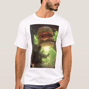 Giant Ghost Burger Attack T-Shirt - Funny Paranorm