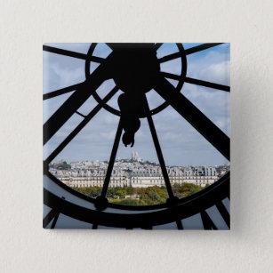 Giant glass clock at the Musée d'Orsay - Paris 2 Inch Square Button