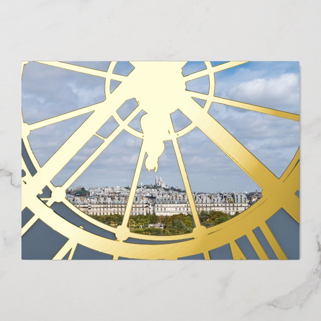 Giant glass clock at the Musée d'Orsay - Paris Foil Holiday Card (Front)