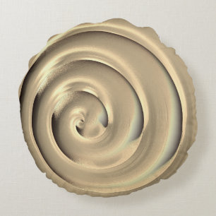 Giant 'gold' spiral over black background round pillow