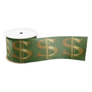 Giant Golden Dollar Sign Satin Ribbon