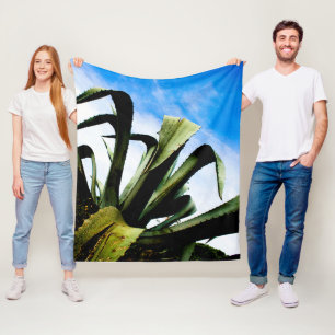 Giant Green Aloe Plant Fleece Blanket