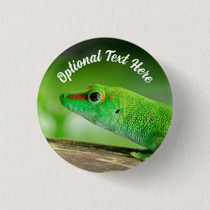 Giant Green Day Gecko - Phelsuma grandis 1 Inch Round Button