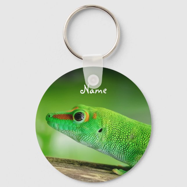 Giant Green Day Gecko - Phelsuma grandis Keychain (Front)